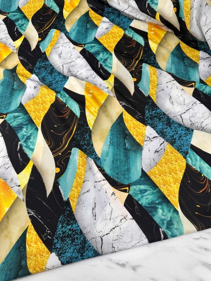 Desenli Krep Kumaş Elbise Etek Gömlek Şalvar