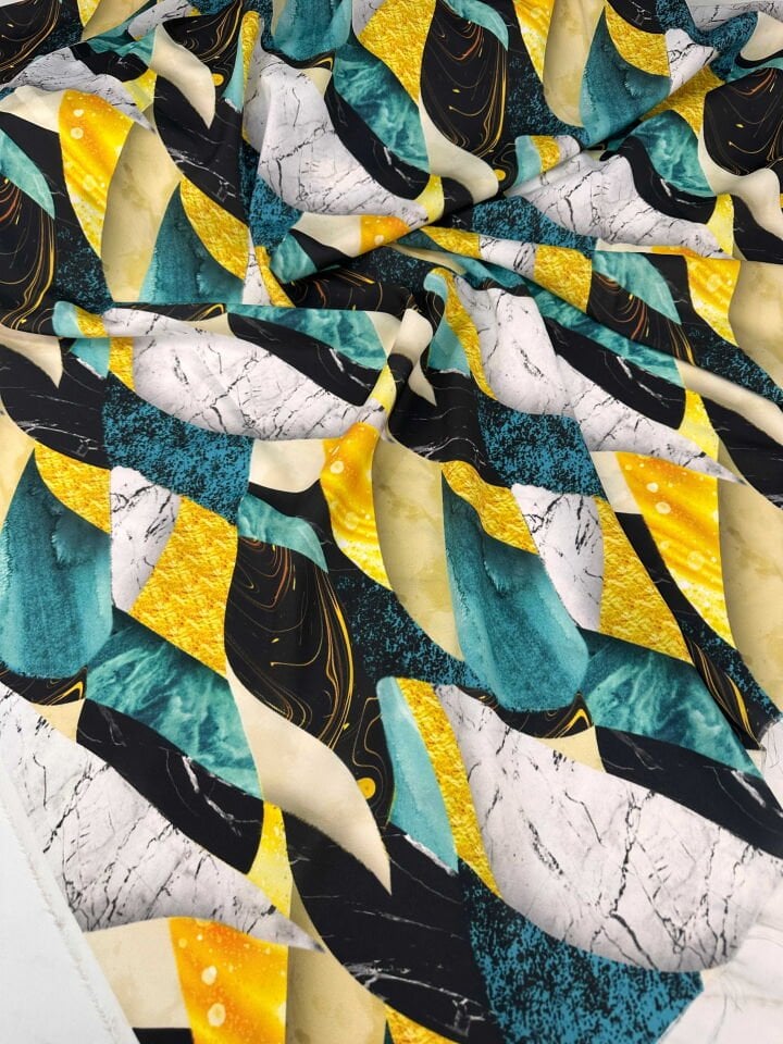 Desenli Krep Kumaş Elbise Etek Gömlek Şalvar