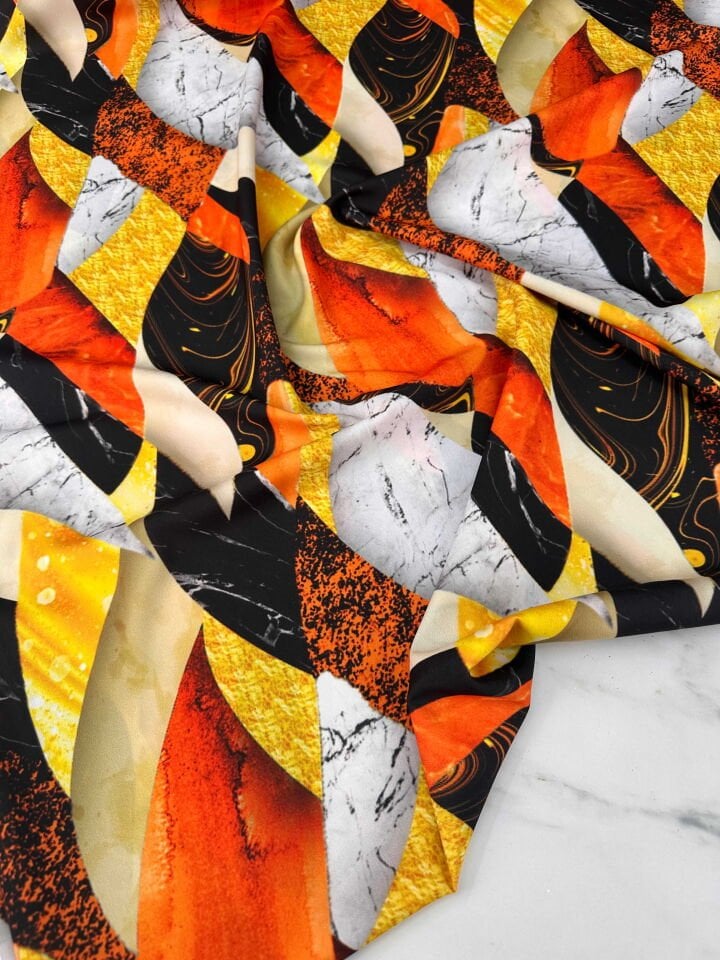 Desenli Krep Kumaş Elbise Etek Gömlek Şalvar