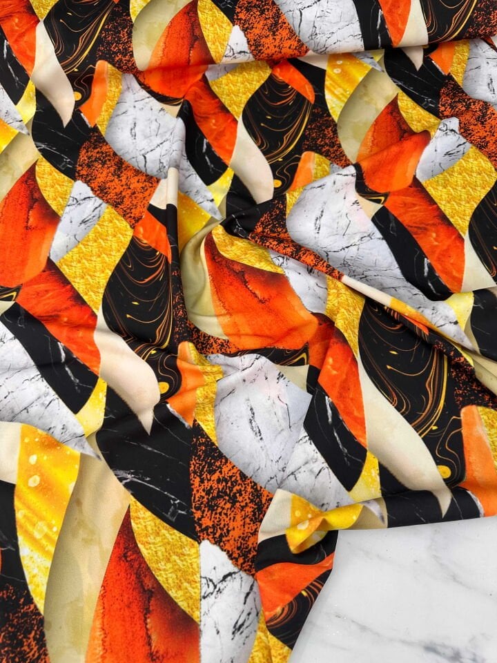 Desenli Krep Kumaş Elbise Etek Gömlek Şalvar