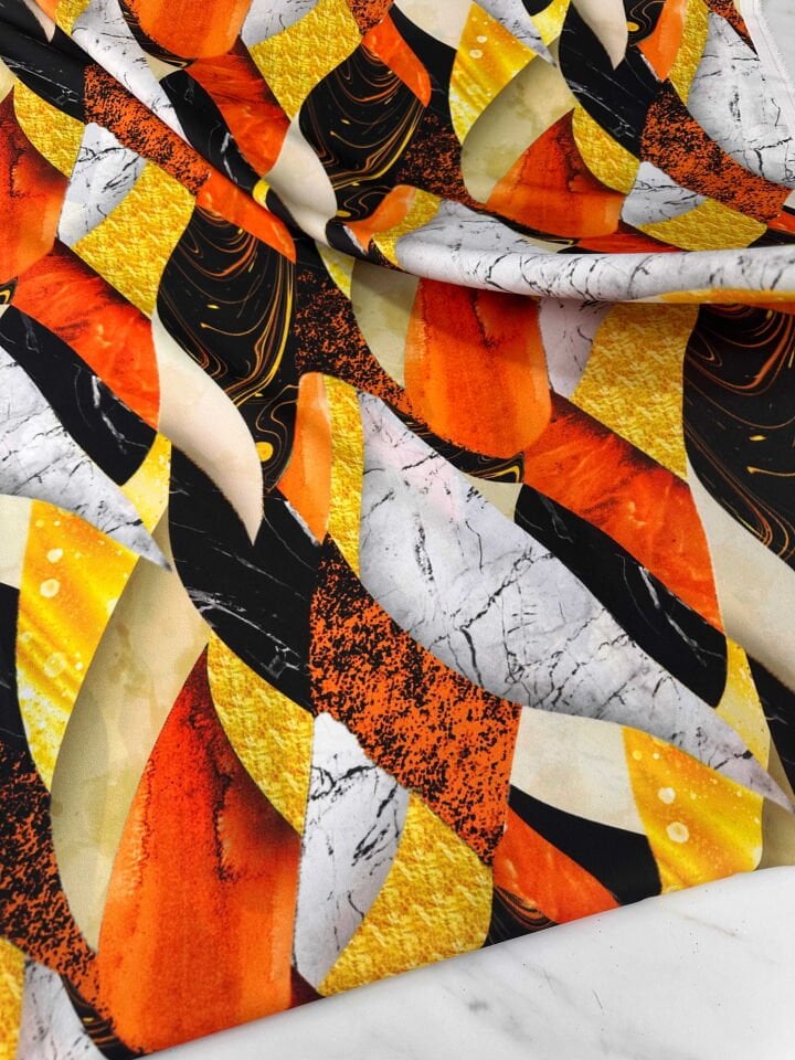 Desenli Krep Kumaş Elbise Etek Gömlek Şalvar