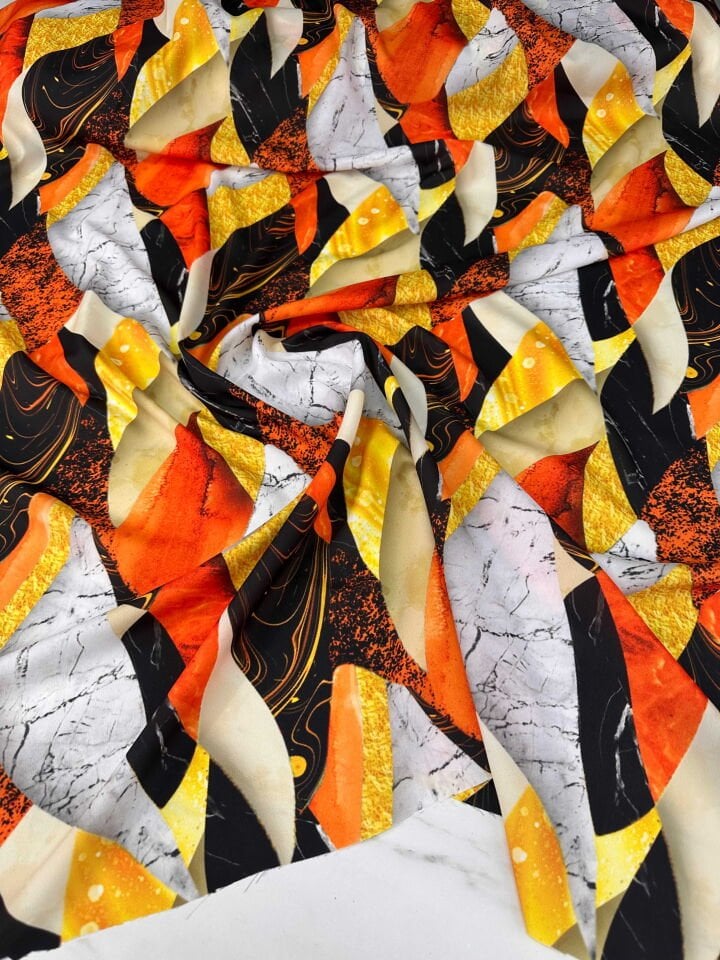 Desenli Krep Kumaş Elbise Etek Gömlek Şalvar