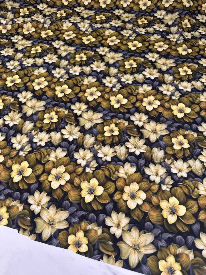 Desenli Krep Kumaş Elbise Etek Gömlek Elbise Şalvar