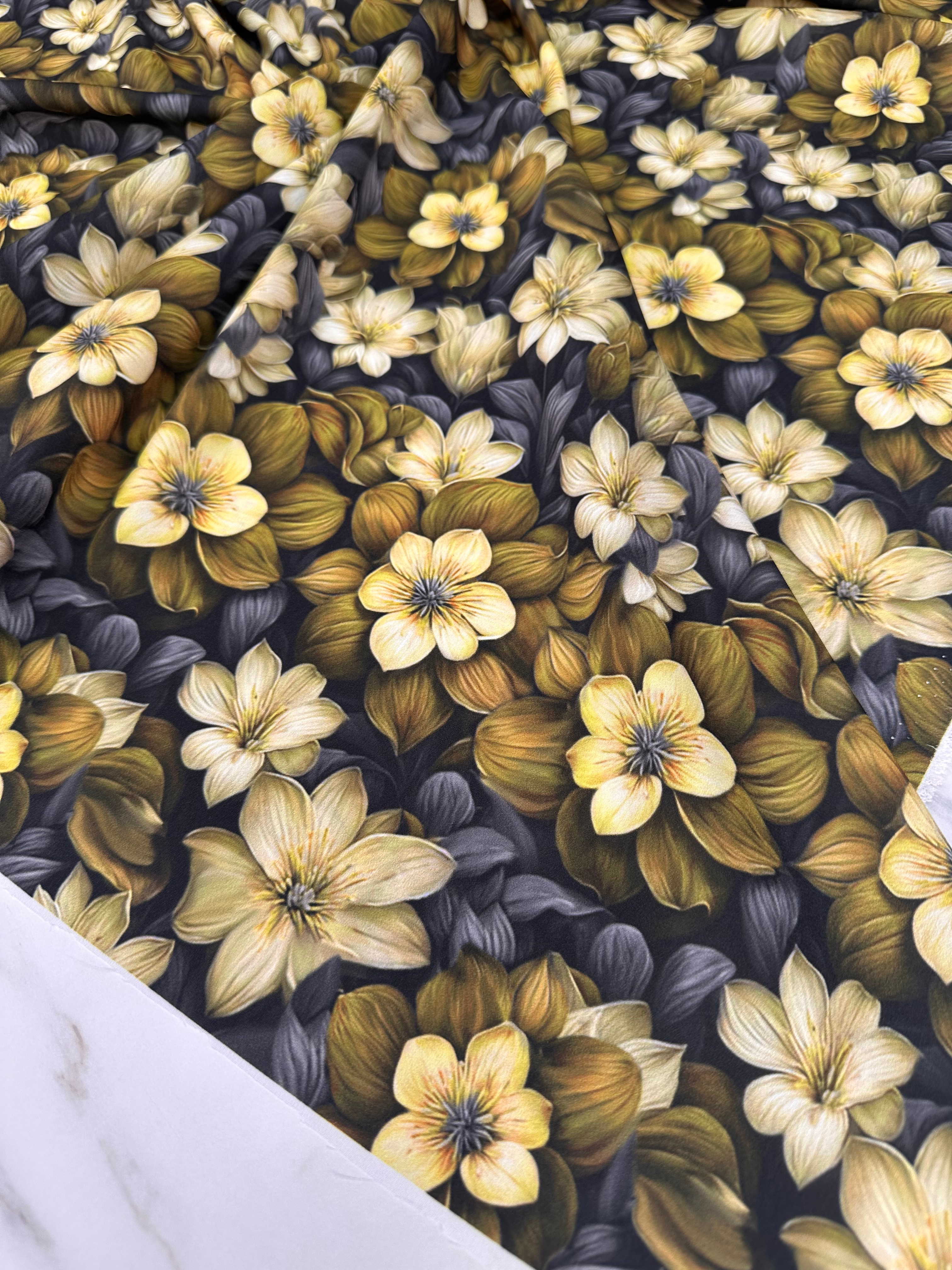 Desenli Krep Kumaş Elbise Etek Gömlek Elbise Şalvar