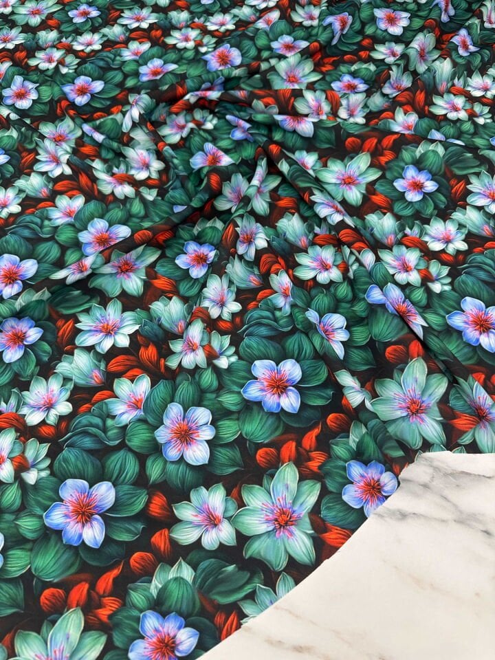 Desenli Krep Kumaş Elbise Etek Gömlek Elbise Şalvar