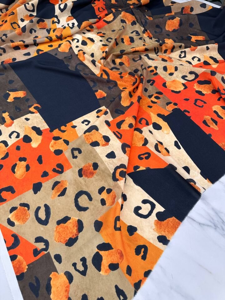 Leopar Desen Elbiselik Gömleklik Krep Kumaş