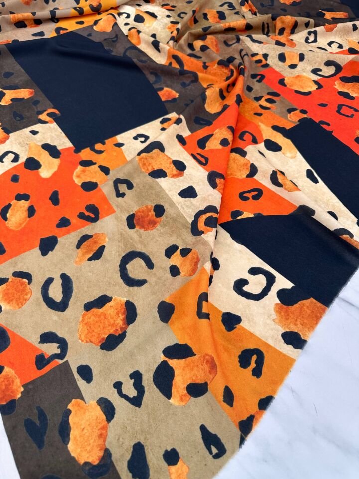 Leopar Desen Elbiselik Gömleklik Krep Kumaş