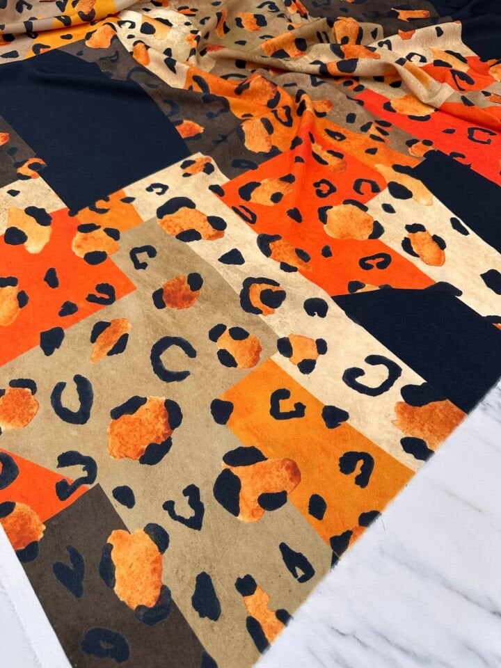 Leopar Desen Elbiselik Gömleklik Krep Kumaş