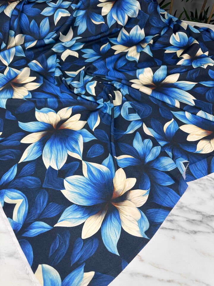 Desenli Krep Kumaş Elbise Etek Gömlek Şalvar