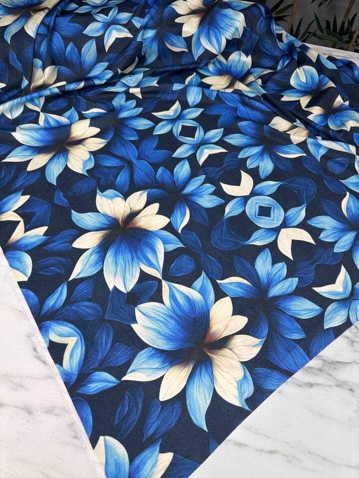 Desenli Krep Kumaş Elbise Etek Gömlek Şalvar