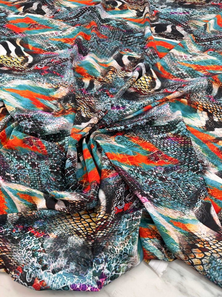 Desenli Krep Kumaş Elbise Etek Gömlek Şalvar