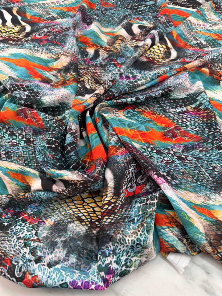 Desenli Krep Kumaş Elbise Etek Gömlek Şalvar