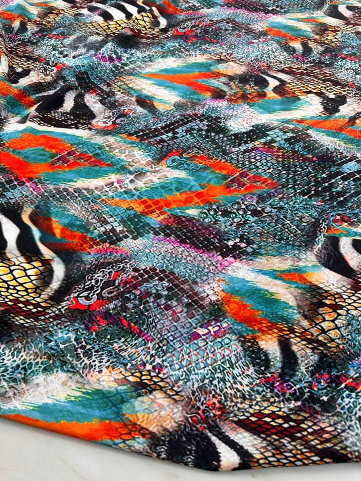 Desenli Krep Kumaş Elbise Etek Gömlek Şalvar