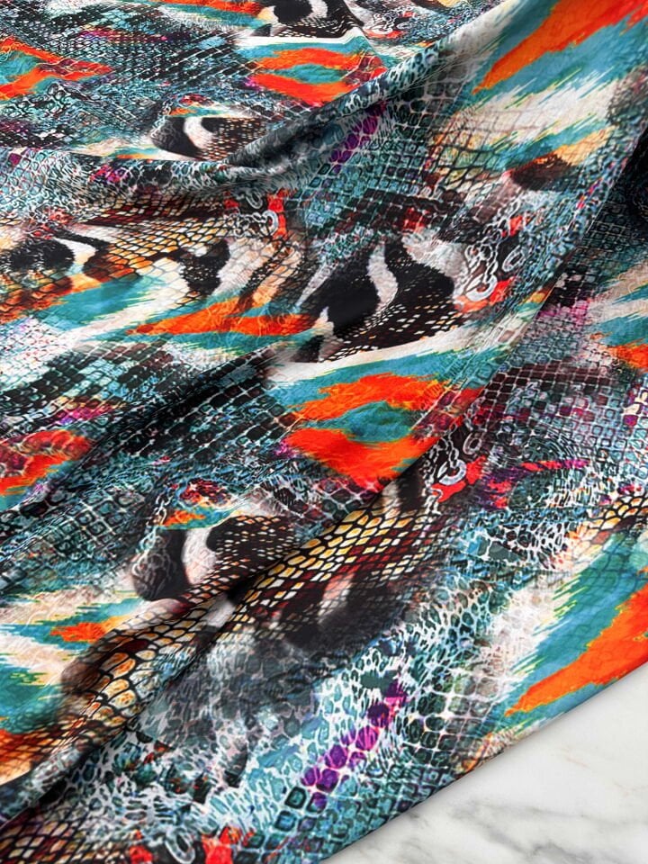 Desenli Krep Kumaş Elbise Etek Gömlek Şalvar