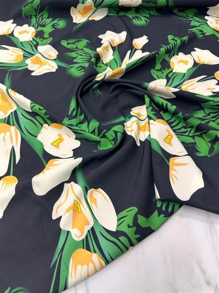 Lale Desen Elbiselik Gömleklik Krep Kumaş