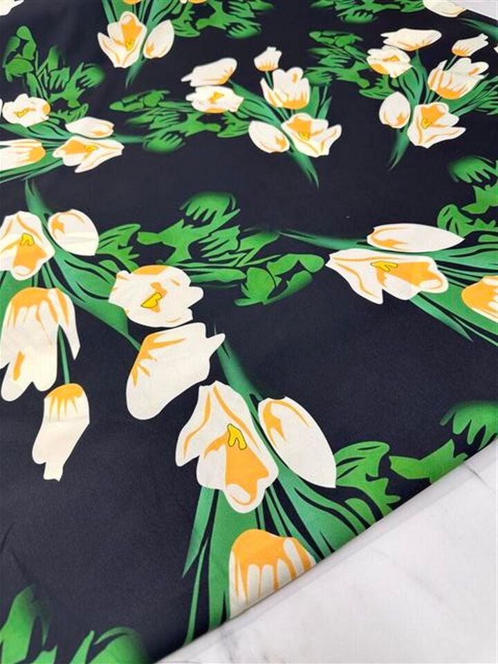 Lale Desen Elbiselik Gömleklik Krep Kumaş