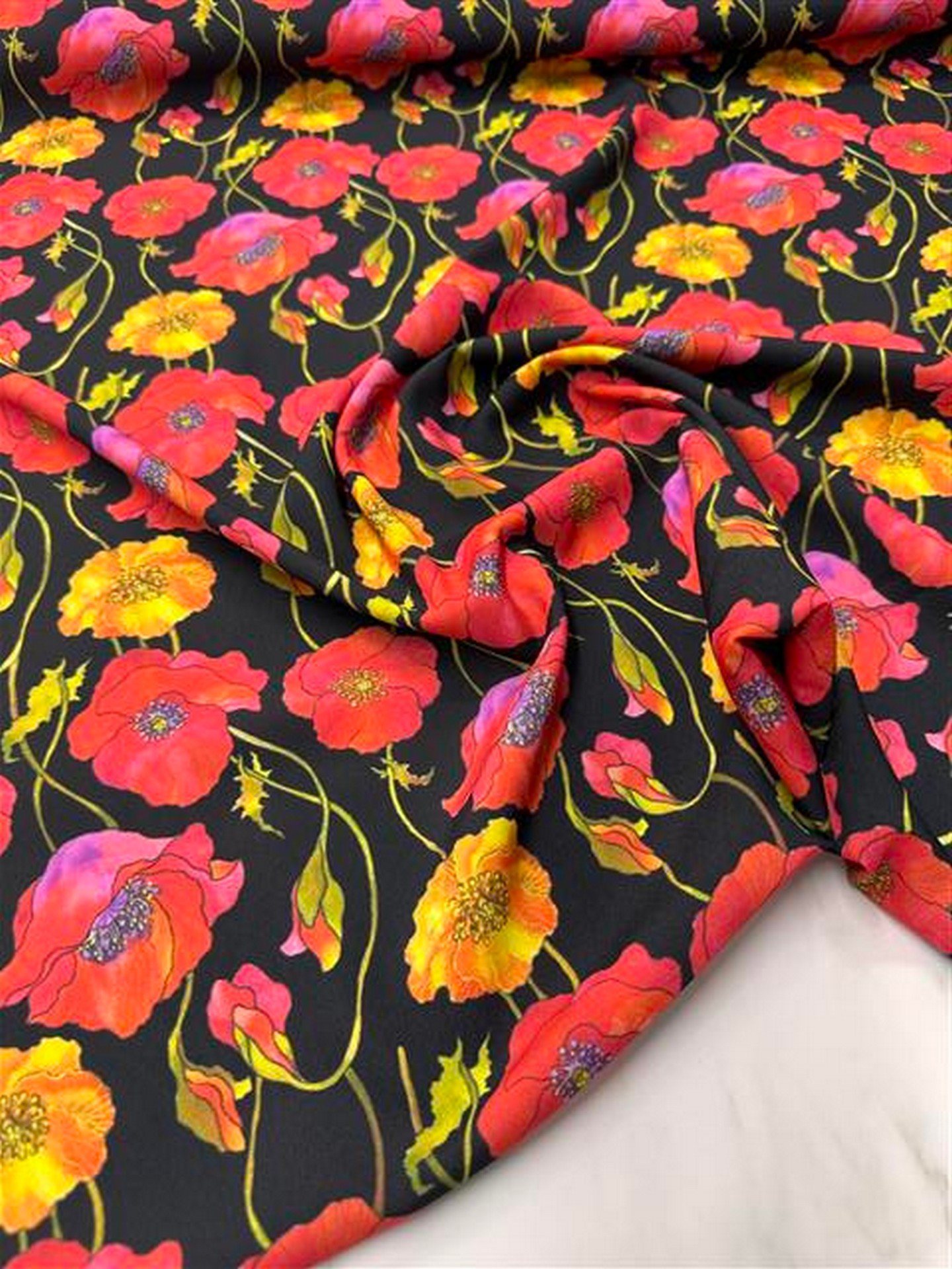 Çuha Çiçeği Desen Elbiselik Gömleklik Krep Kumaş