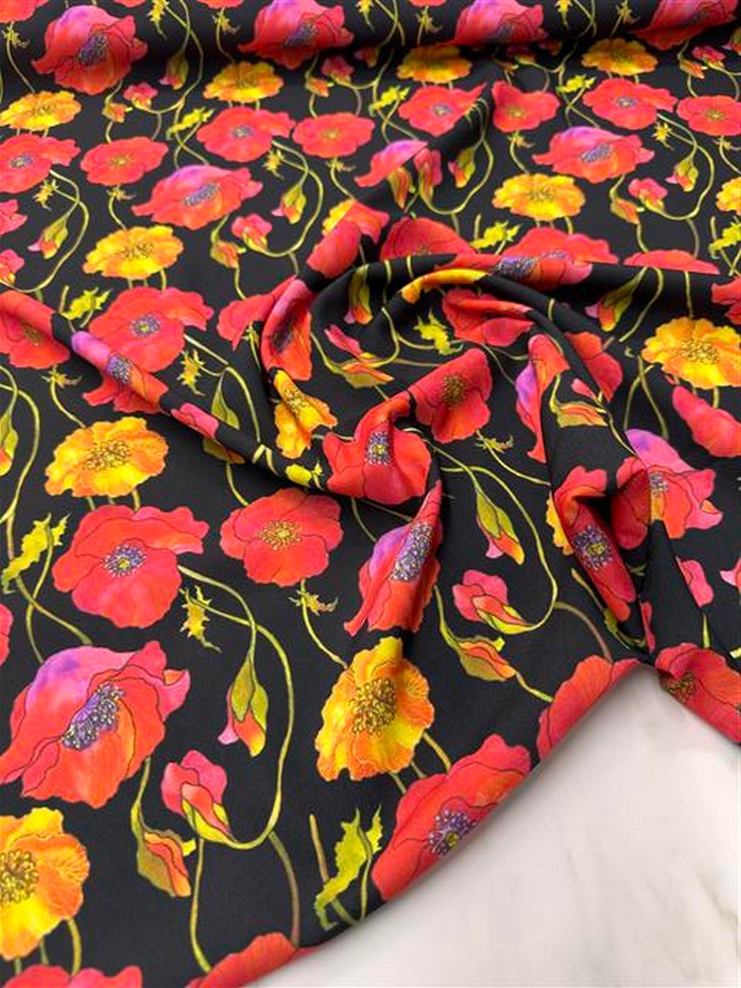 Çuha Çiçeği Desen Elbiselik Gömleklik Krep Kumaş