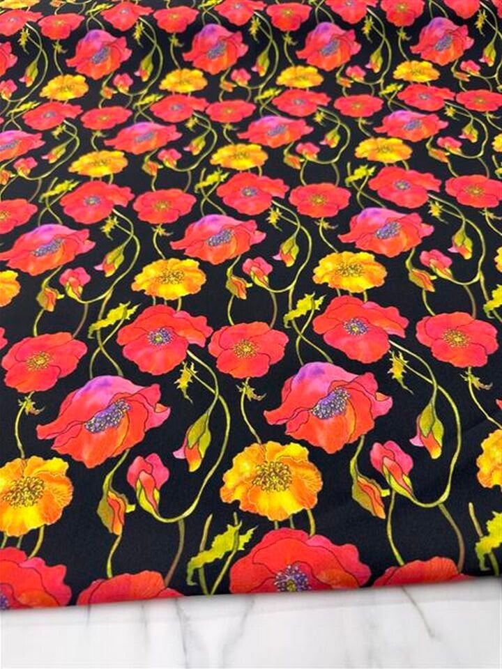 Çuha Çiçeği Desen Elbiselik Gömleklik Krep Kumaş