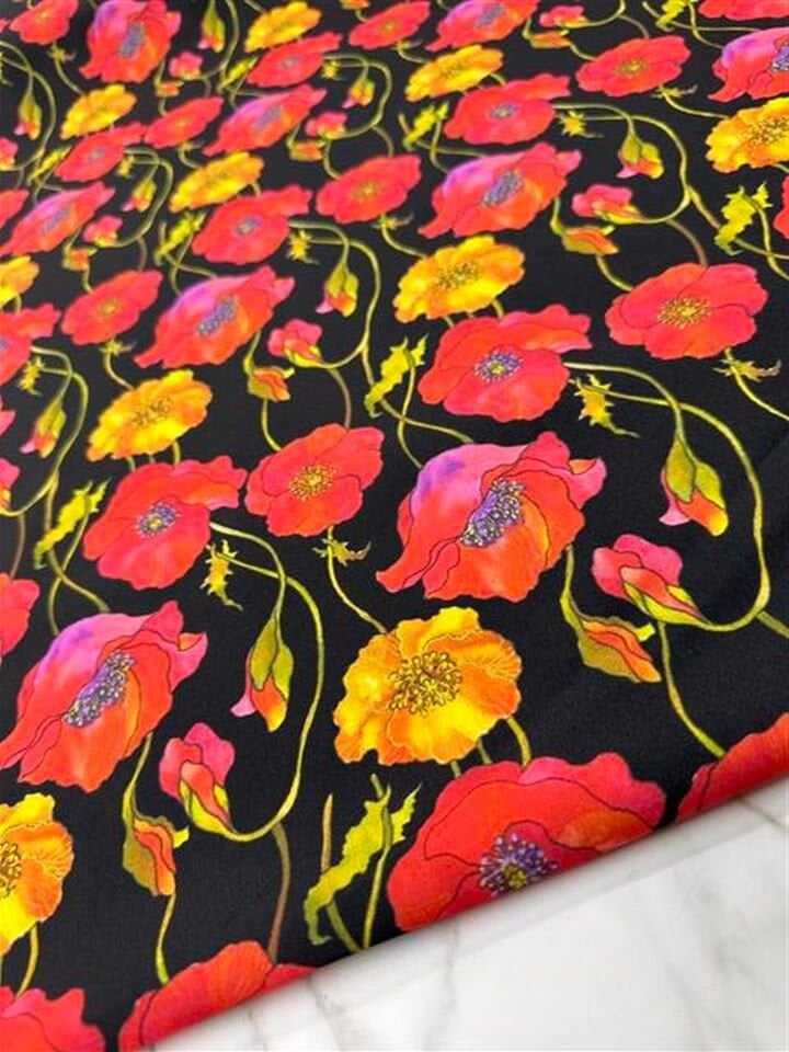 Çuha Çiçeği Desen Elbiselik Gömleklik Krep Kumaş