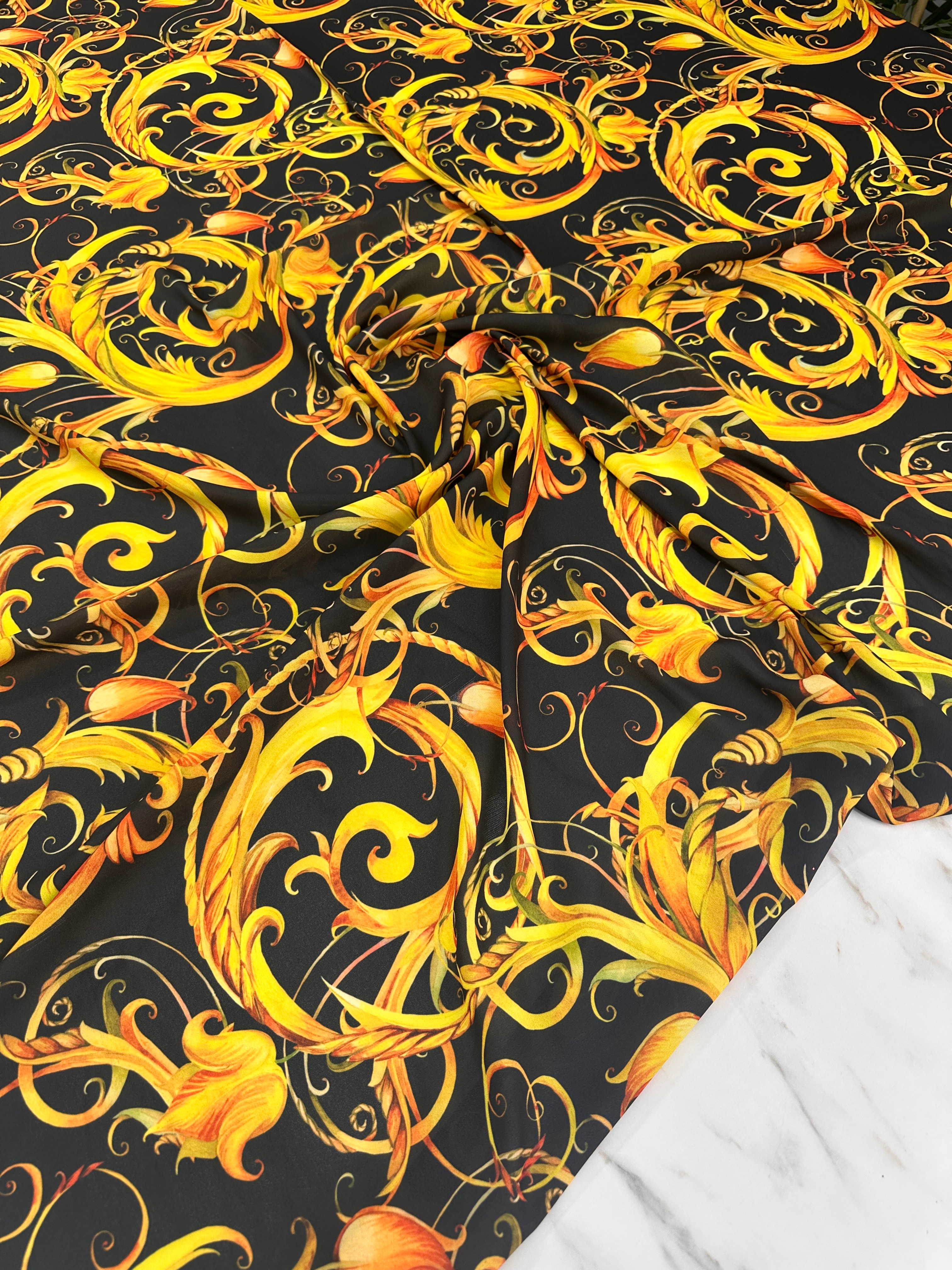 Desenli Krep Kumaş Elbise Etek Gömlek Şalvar