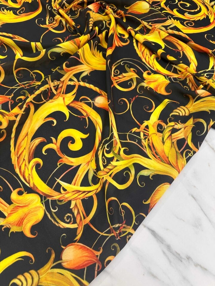 Desenli Krep Kumaş Elbise Etek Gömlek Şalvar