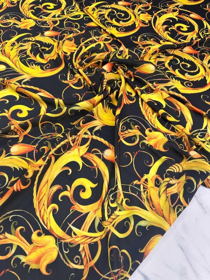 Desenli Krep Kumaş Elbise Etek Gömlek Şalvar