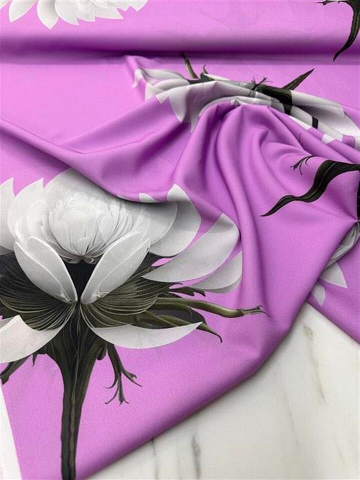 Lotus Desen Elbiselik Gömleklik Krep Kumaş