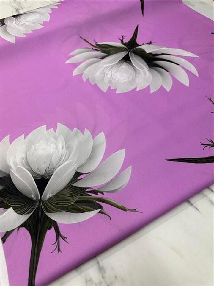 Lotus Desen Elbiselik Gömleklik Krep Kumaş