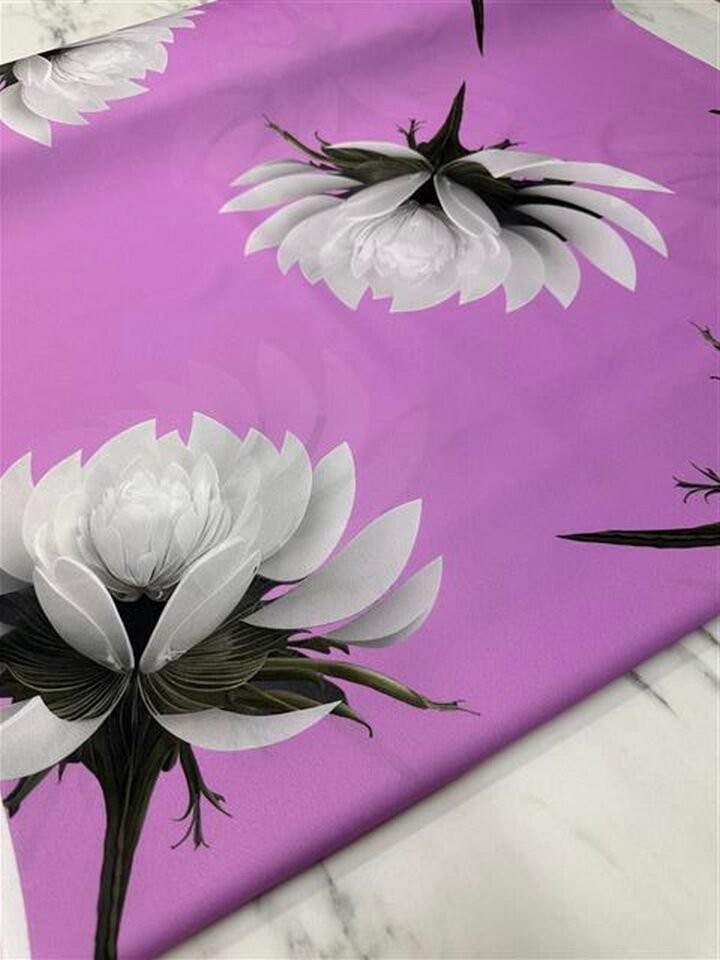 Lotus Desen Elbiselik Gömleklik Krep Kumaş