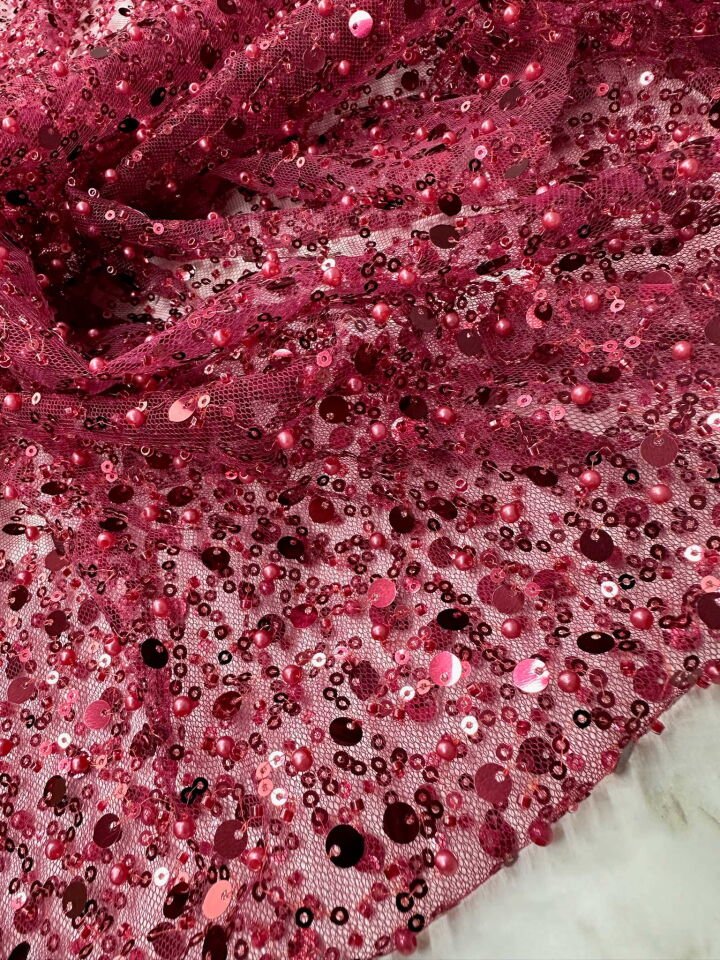 Fantazi ürün Bordo Renk Pul Boncuk İşleme Abiye Elbise Şalvar