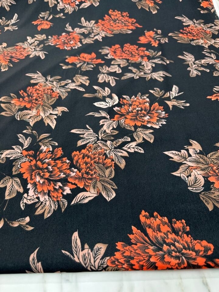 Çiçek Desen Elbiselik Gömleklik Krep Kumaş