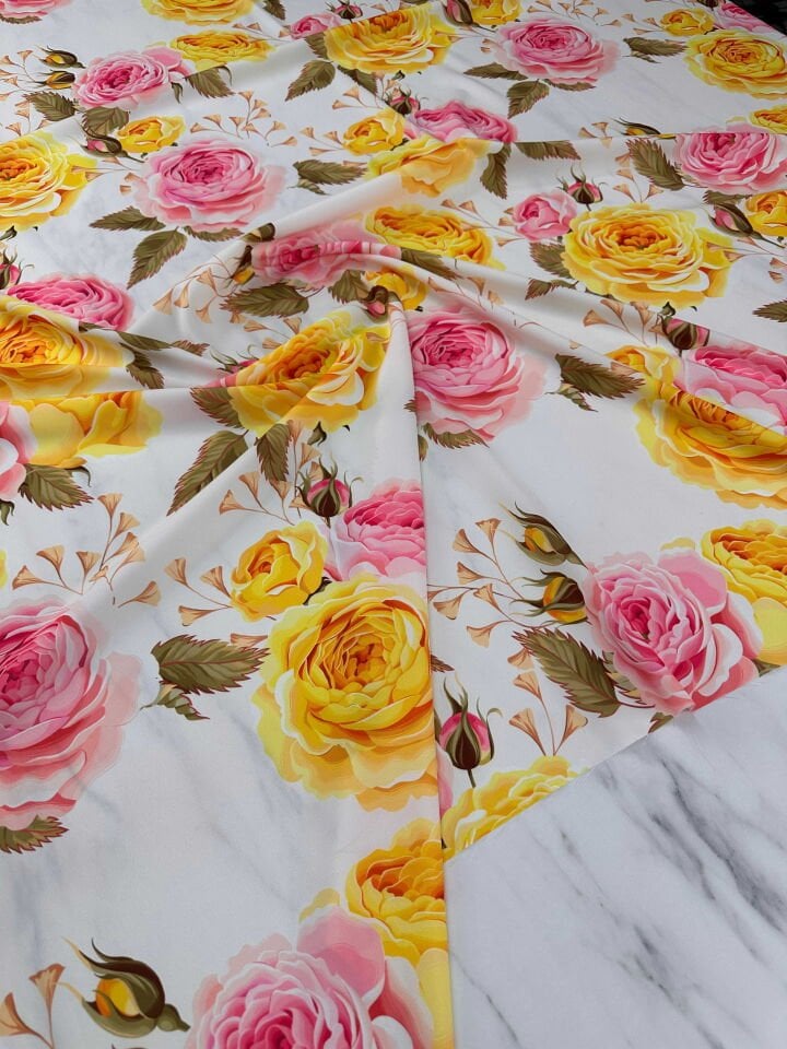 Desenli Krep Elbise Etek Gömlek Şalvar