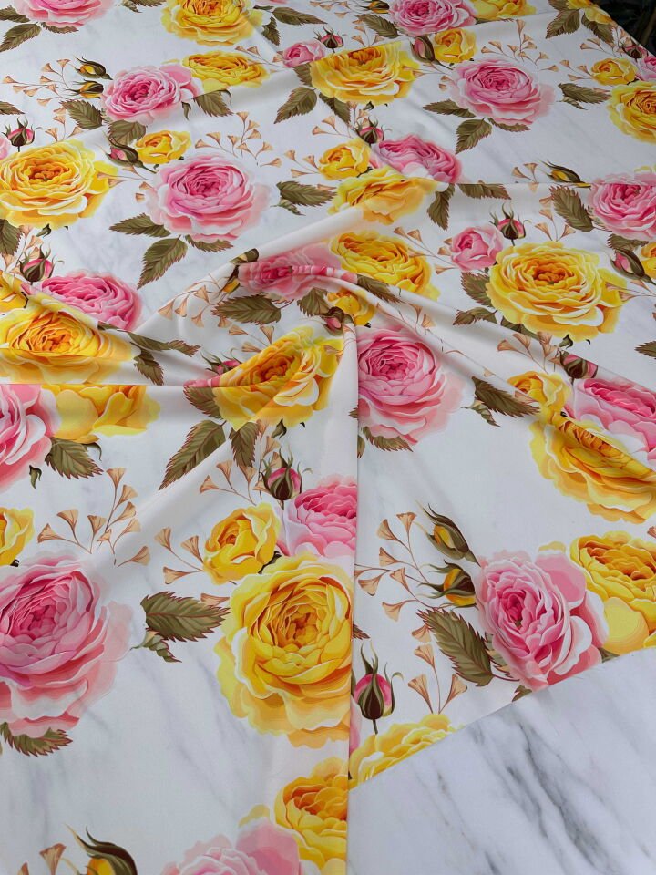 Desenli Krep Elbise Etek Gömlek Şalvar