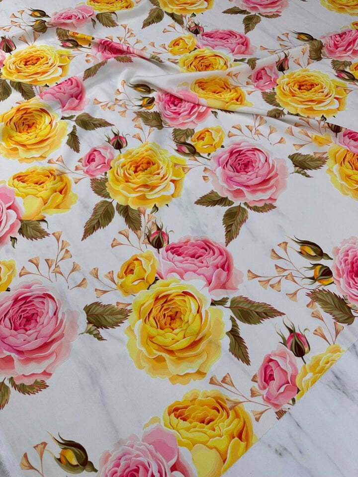 Desenli Krep Elbise Etek Gömlek Şalvar