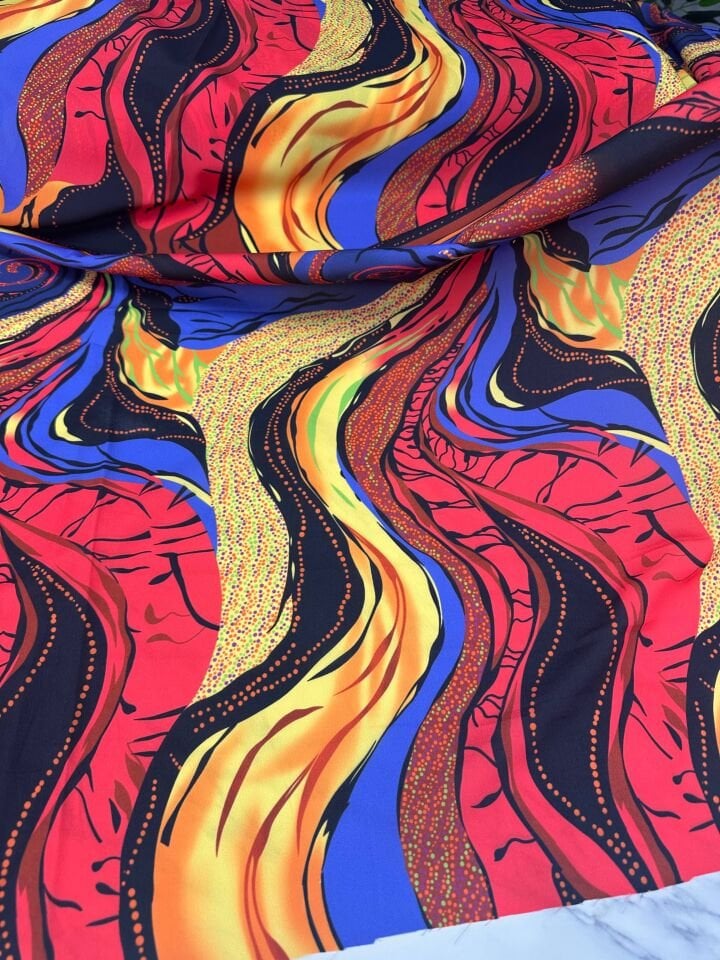 Hipnoz Desen Elbiselik Gömleklik Krep Kumaş