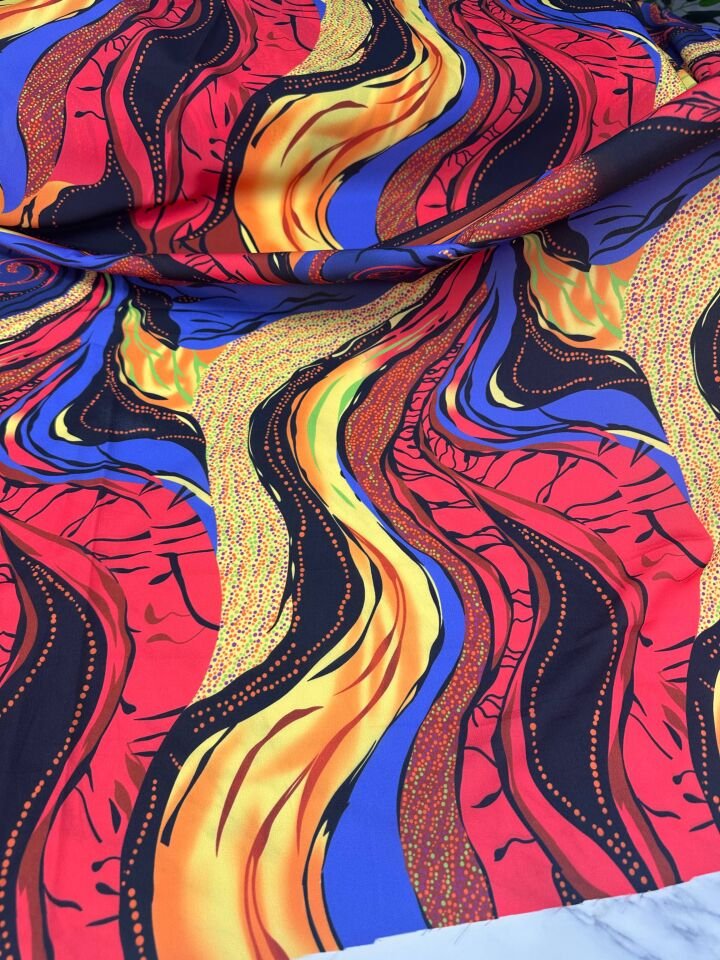 Hipnoz Desen Elbiselik Gömleklik Krep Kumaş