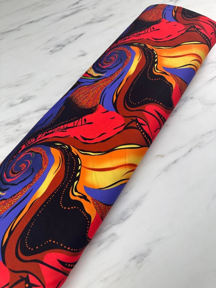 Hipnoz Desen Elbiselik Gömleklik Krep Kumaş