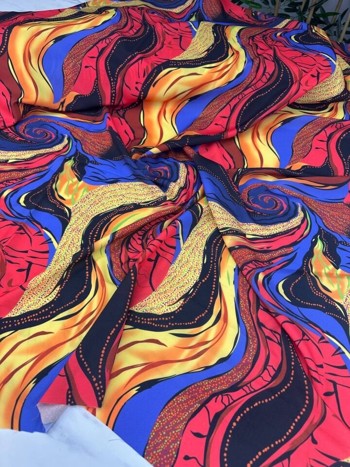 Hipnoz Desen Elbiselik Gömleklik Krep Kumaş