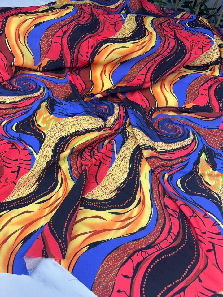 Hipnoz Desen Elbiselik Gömleklik Krep Kumaş