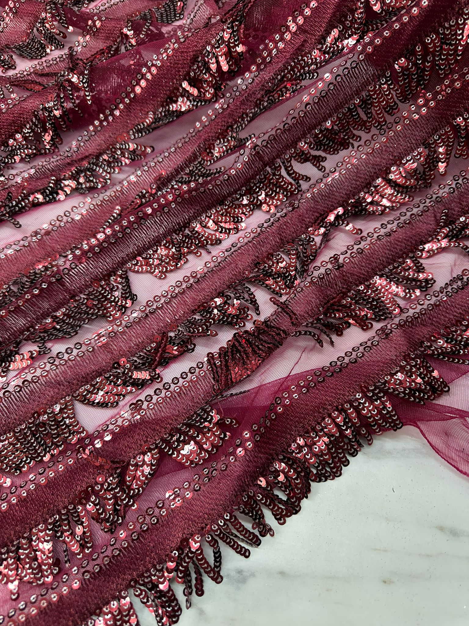 Bordo Sacaklı Payet Kumaş