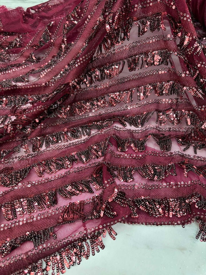 Bordo Sacaklı Payet Kumaş