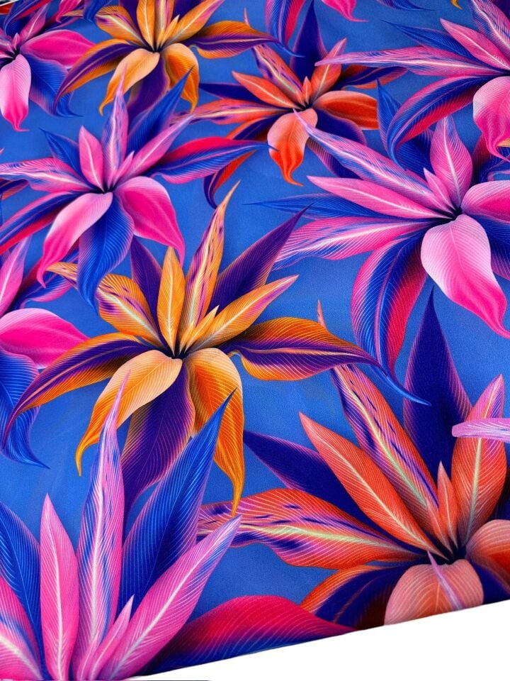 Zambak Desen Elbiselik Gömleklik Krep Kumaş