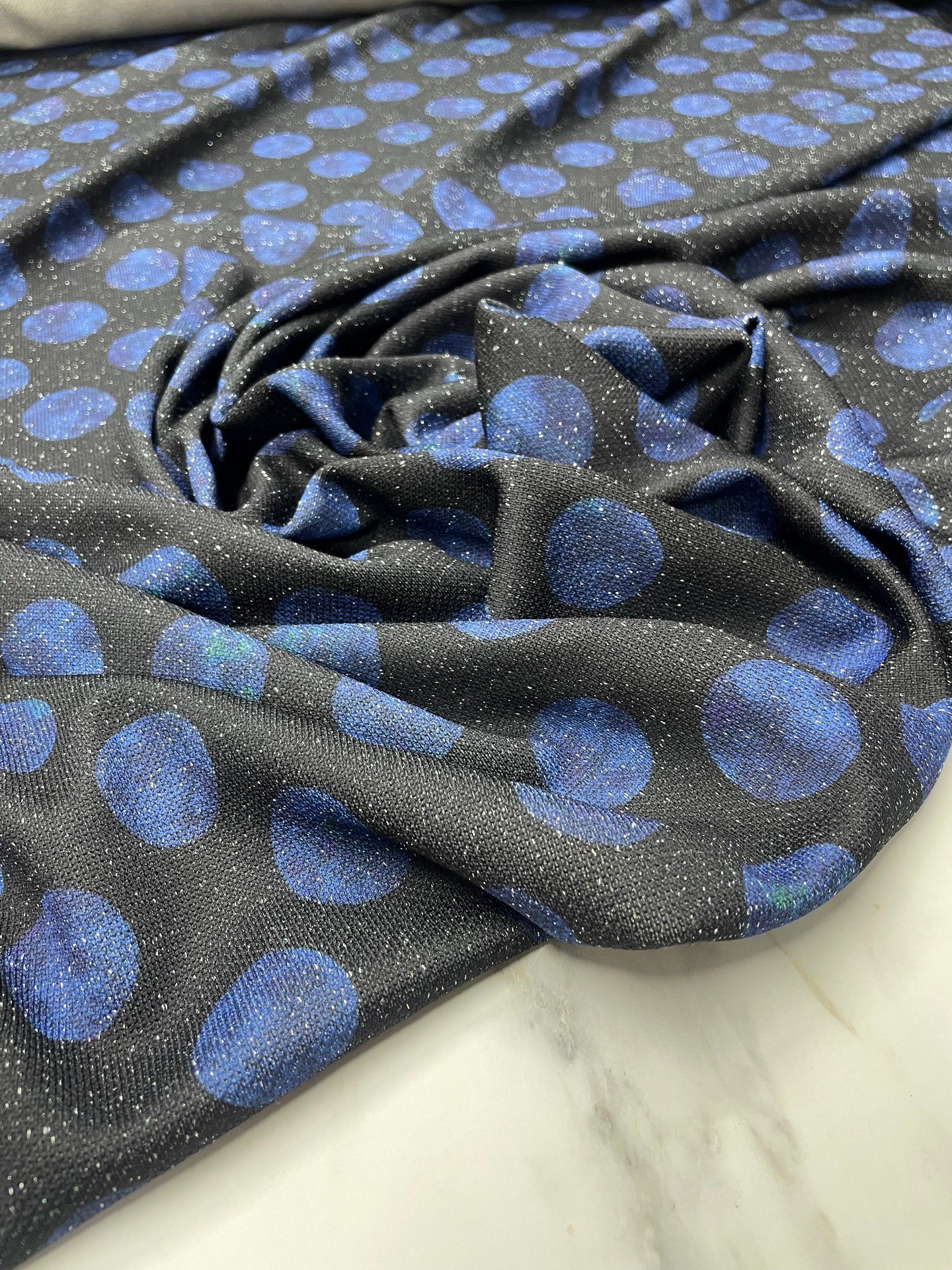 Mavi Yuvarlaklı Elbiselik Triko Kumaş