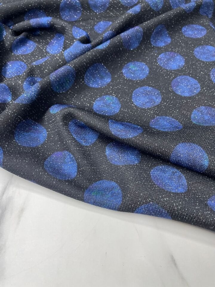 Mavi Yuvarlaklı Elbiselik Triko Kumaş