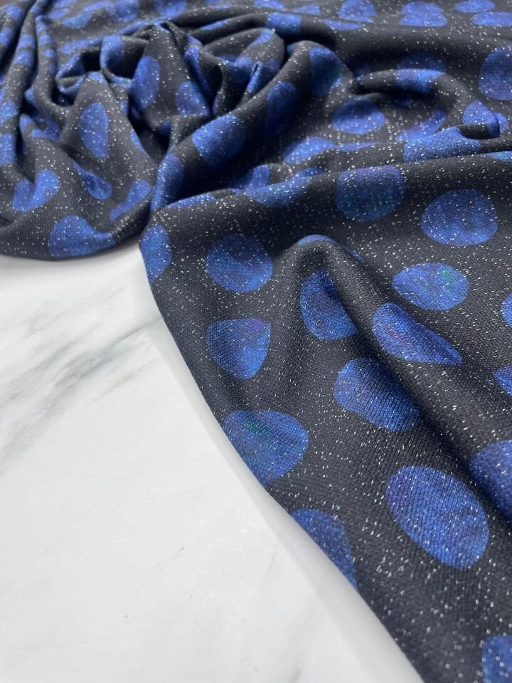 Mavi Yuvarlaklı Elbiselik Triko Kumaş