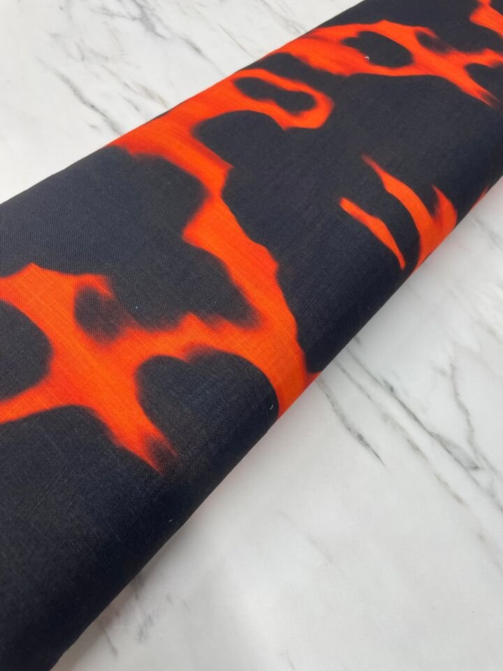 Kırmızı Leva Desen Elbiselik keten Kumaş