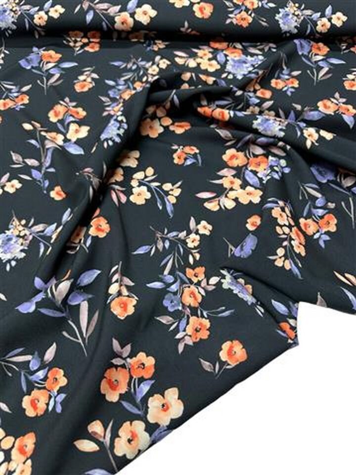 Küçük Çiçek Desen Elbiselik Gömleklik Krep Kumaş