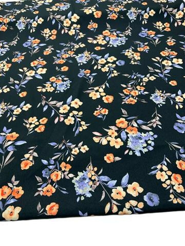 Küçük Çiçek Desen Elbiselik Gömleklik Krep Kumaş