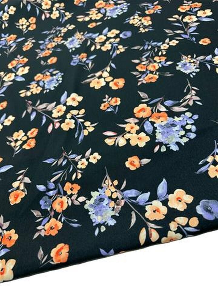 Küçük Çiçek Desen Elbiselik Gömleklik Krep Kumaş